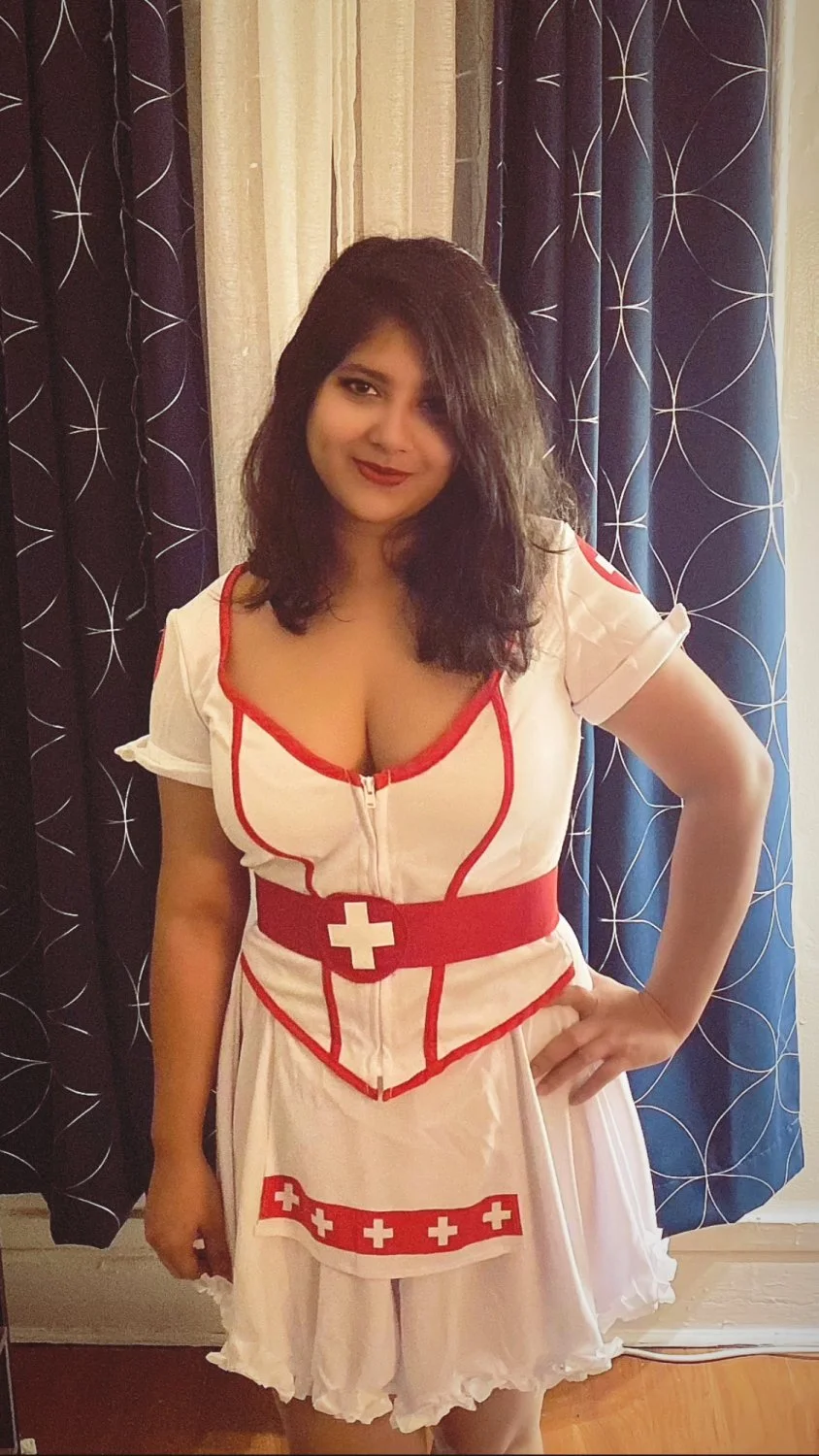 Beautiful desi big titties babe in nurse costume image 2
