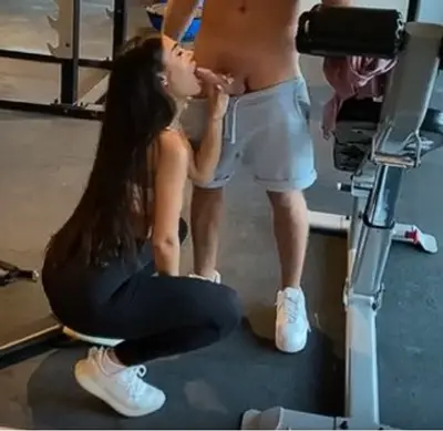 fit latina gives great blowjob at empty gym cover image