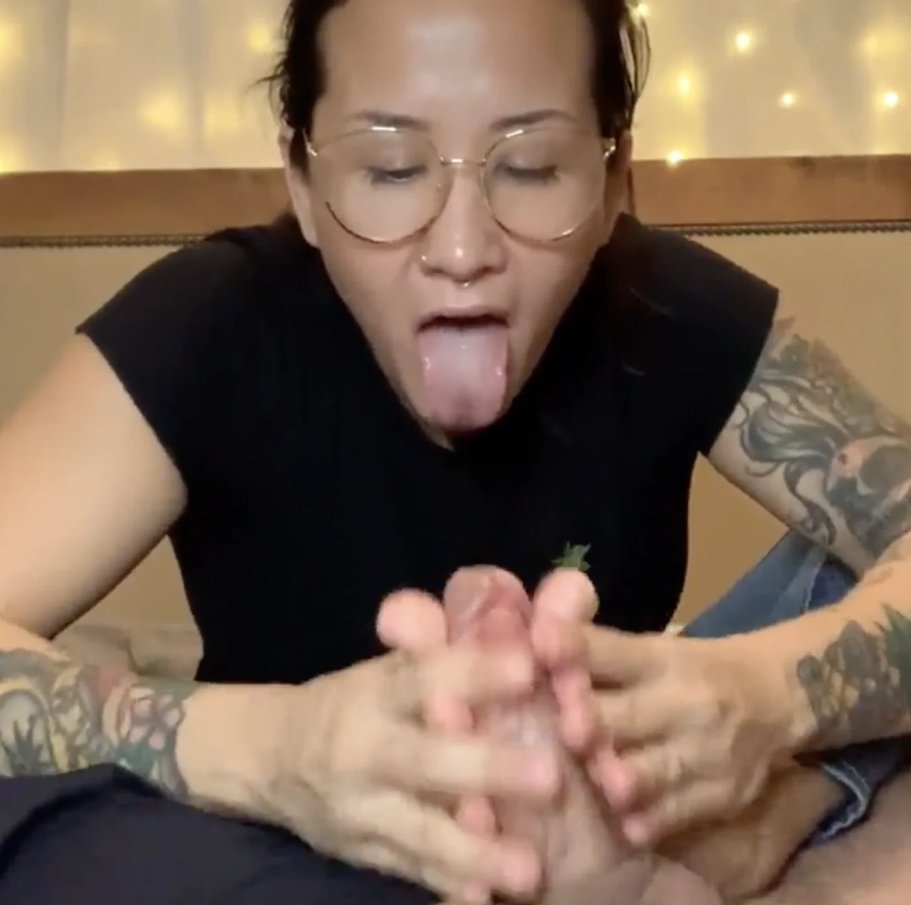 Asian Nerd Footjob Blowjob image 3