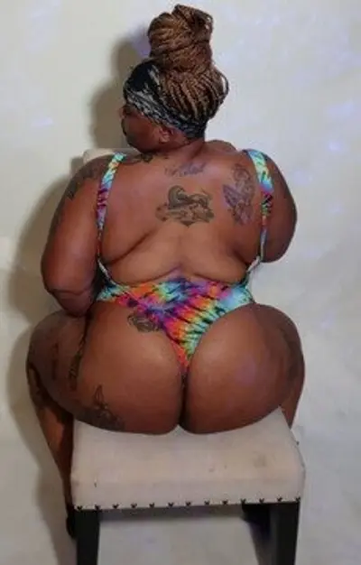 Chocolate Ebony braids thong bodysuit bare ass juicy pussy cover image