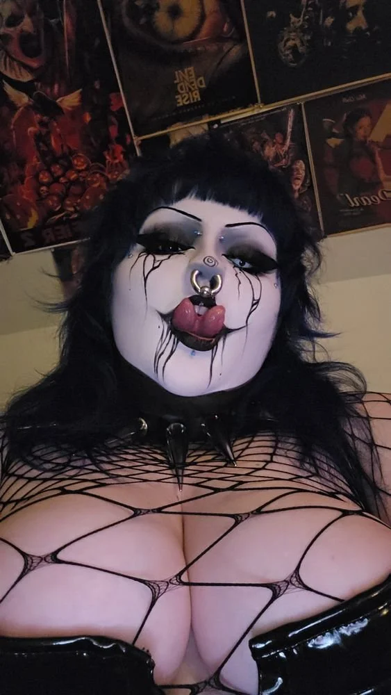 Thick Busty Split Tongue Goth Girl With Pierced Nipples image 10