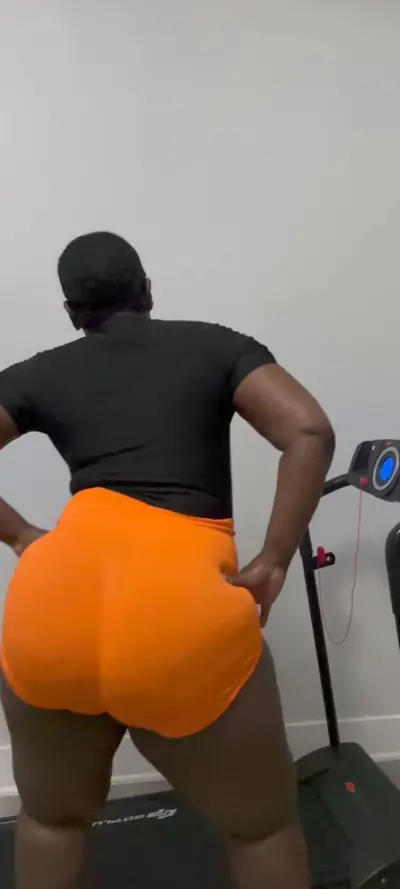 Bald head stranger granny workingout in tight ass booty shorts... cover image