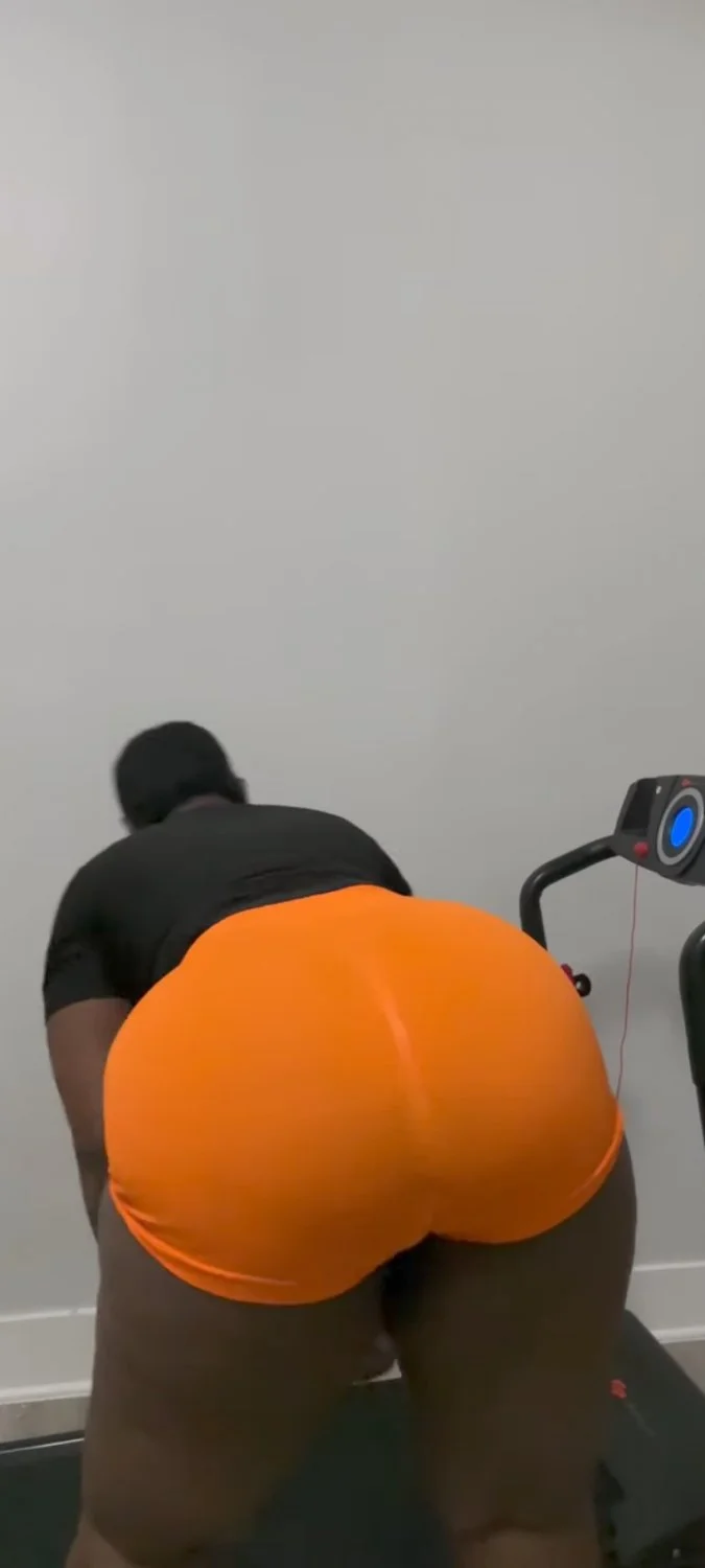 Bald head stranger granny workingout in tight ass booty shorts... image 2