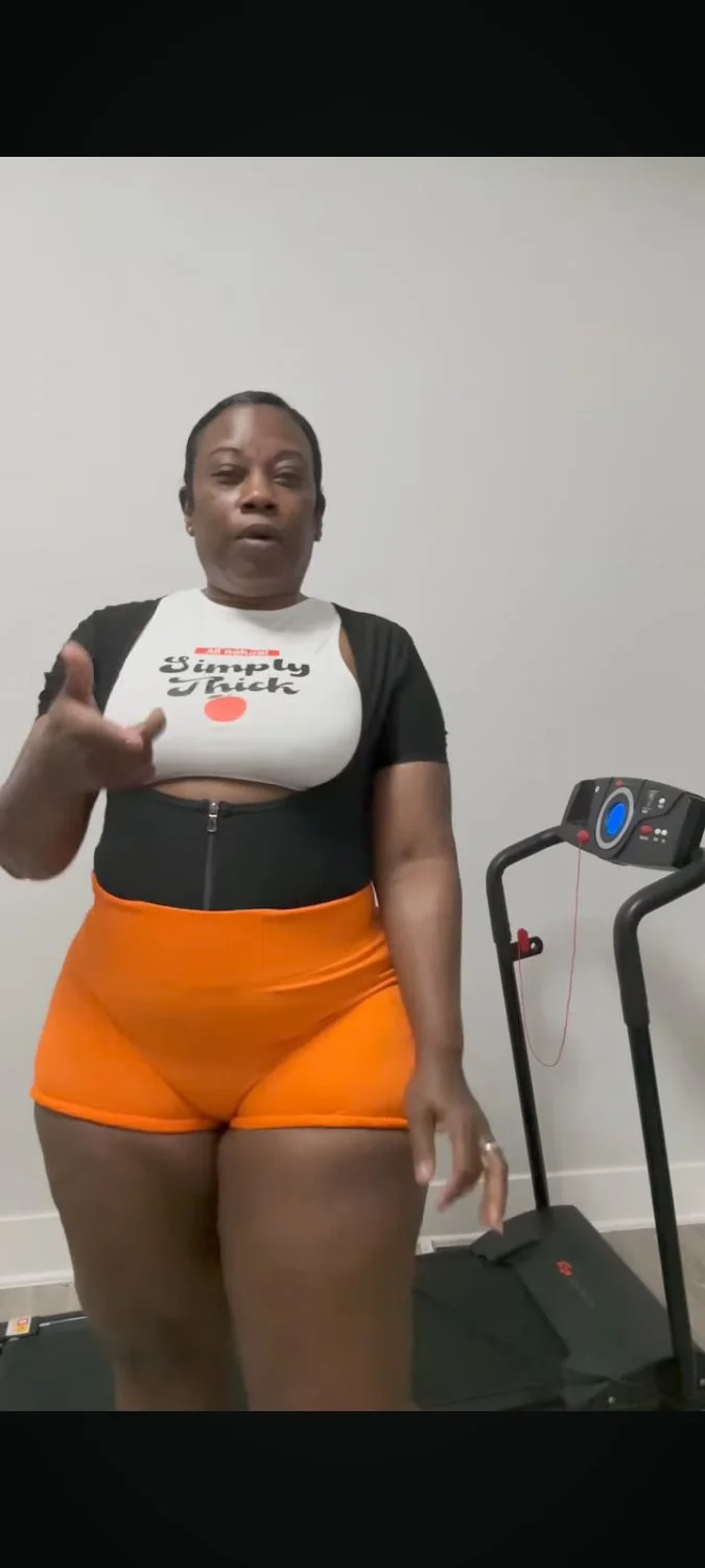 Bald head stranger granny workingout in tight ass booty shorts... image 4