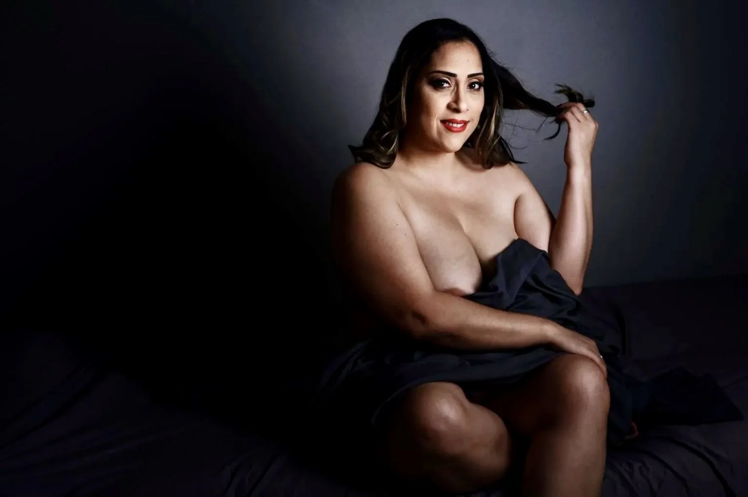 Saggy big tit brunette milf boudoir main image