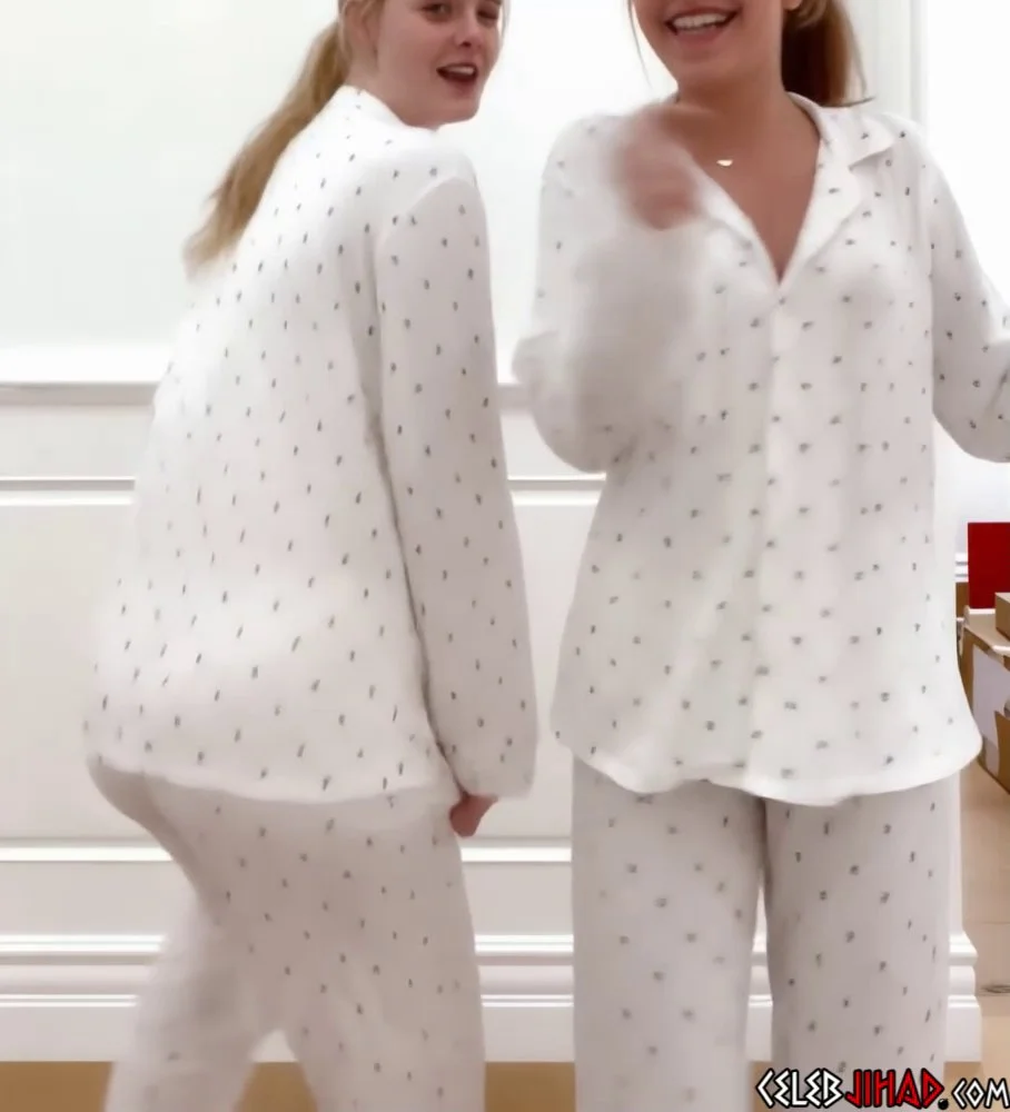 Elle Fanning and BFF twerk in pyjamas 😮😍 image 5