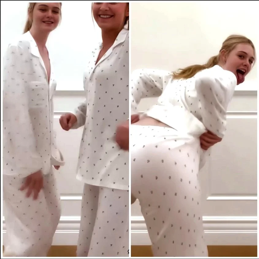 Elle Fanning and BFF twerk in pyjamas 😮😍 image 6