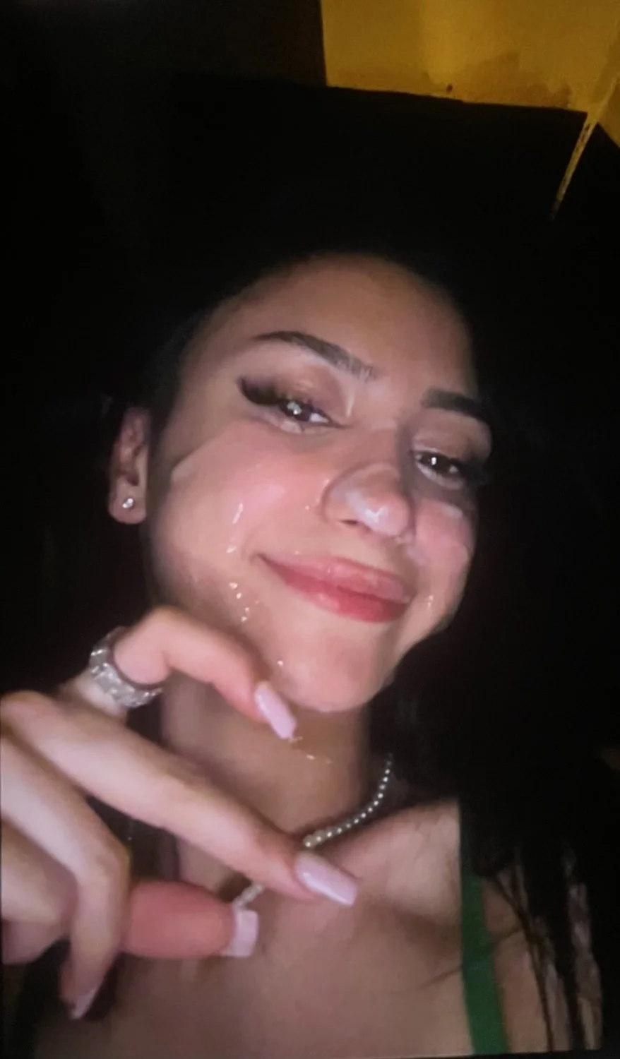 petite slut swallows bbc cum main image