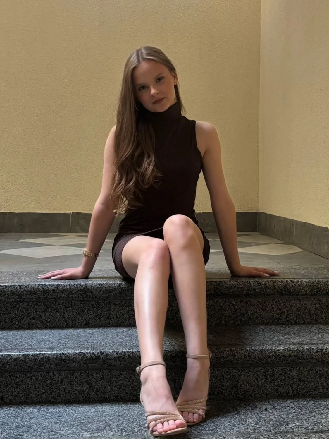 Young slut. Black dress and sexy feet image 3