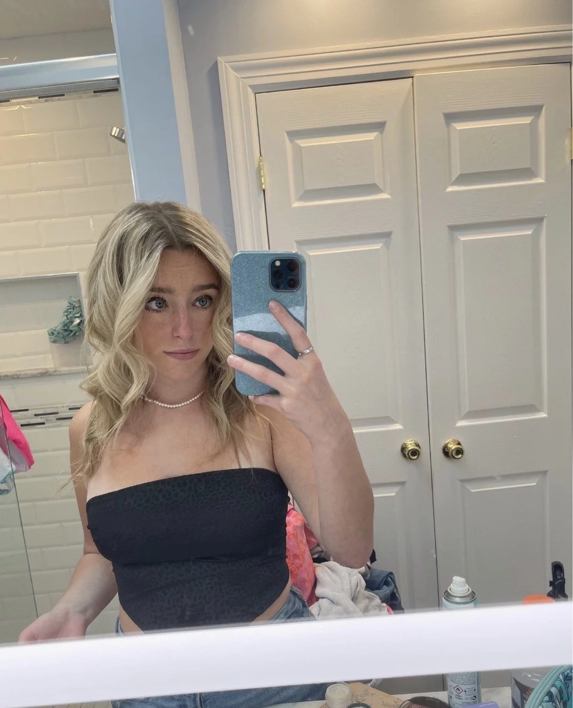 NN blonde slut Delanie loves to show off her huge tits and blue eyes on socials main image