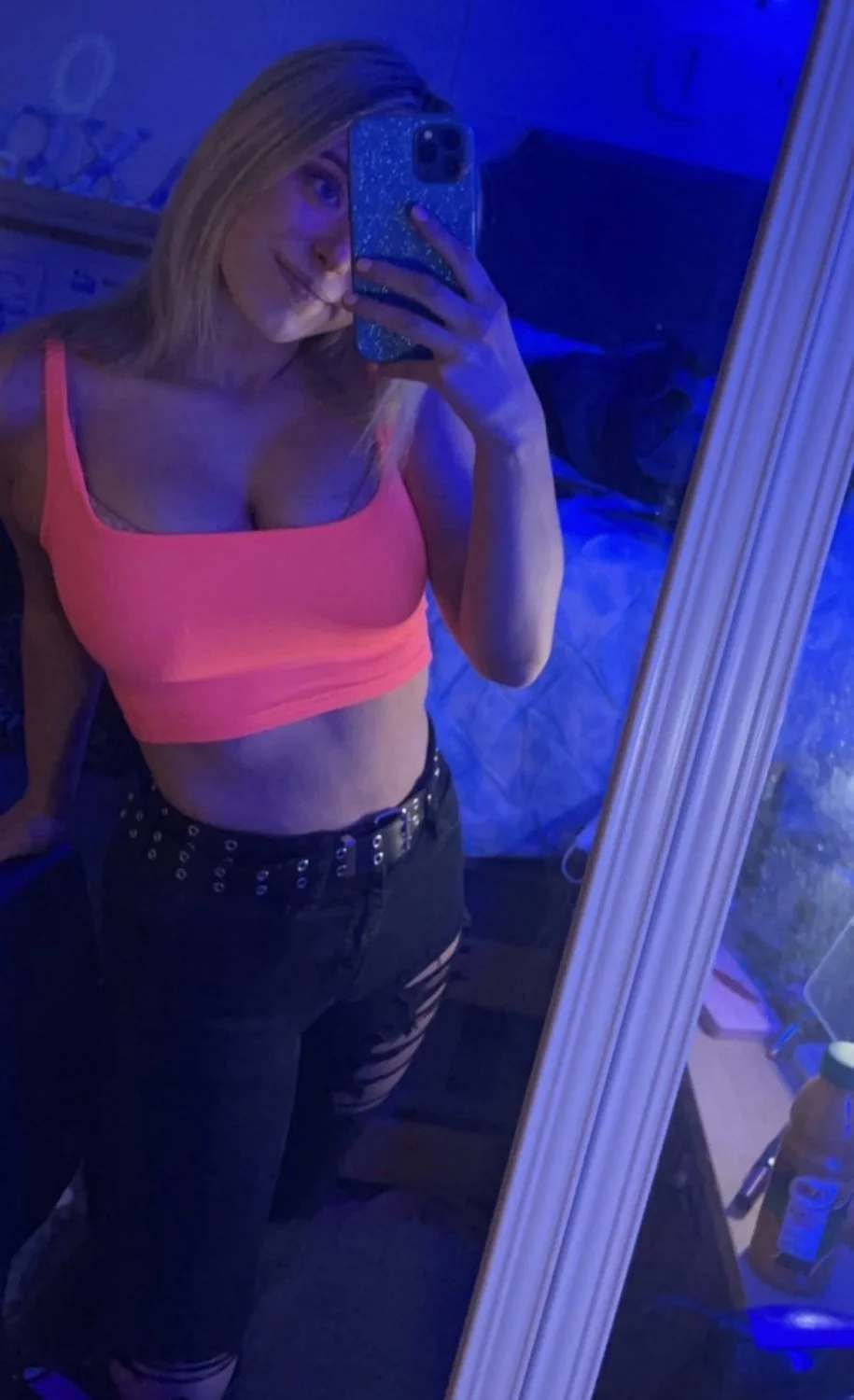 NN blonde slut Delanie loves to show off her huge tits and blue eyes on socials image 2