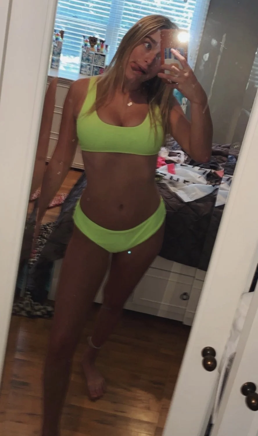 NN blonde slut Delanie loves to show off her huge tits and blue eyes on socials image 3
