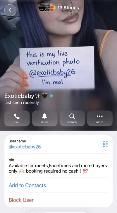 EXOTICBABY ON TELEGRAM FAKE ACCOUNT WEAK CONTENT cover image
