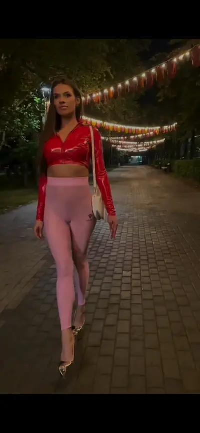 🥵 Sexy see trough pink cameltoe legging with LED buttplug toe🥵 cover image