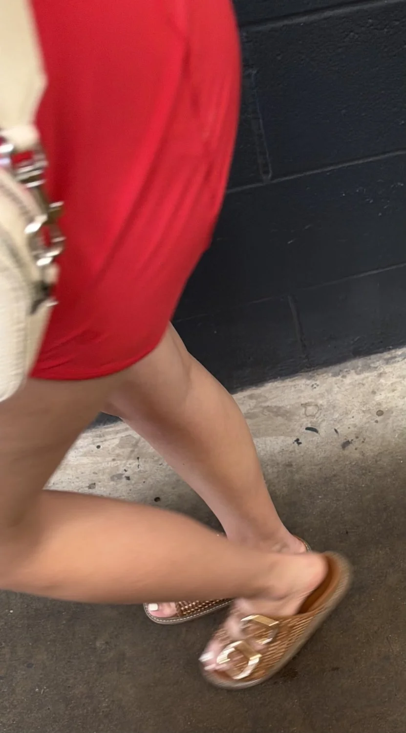 Rich MILF feet in sandals image 7