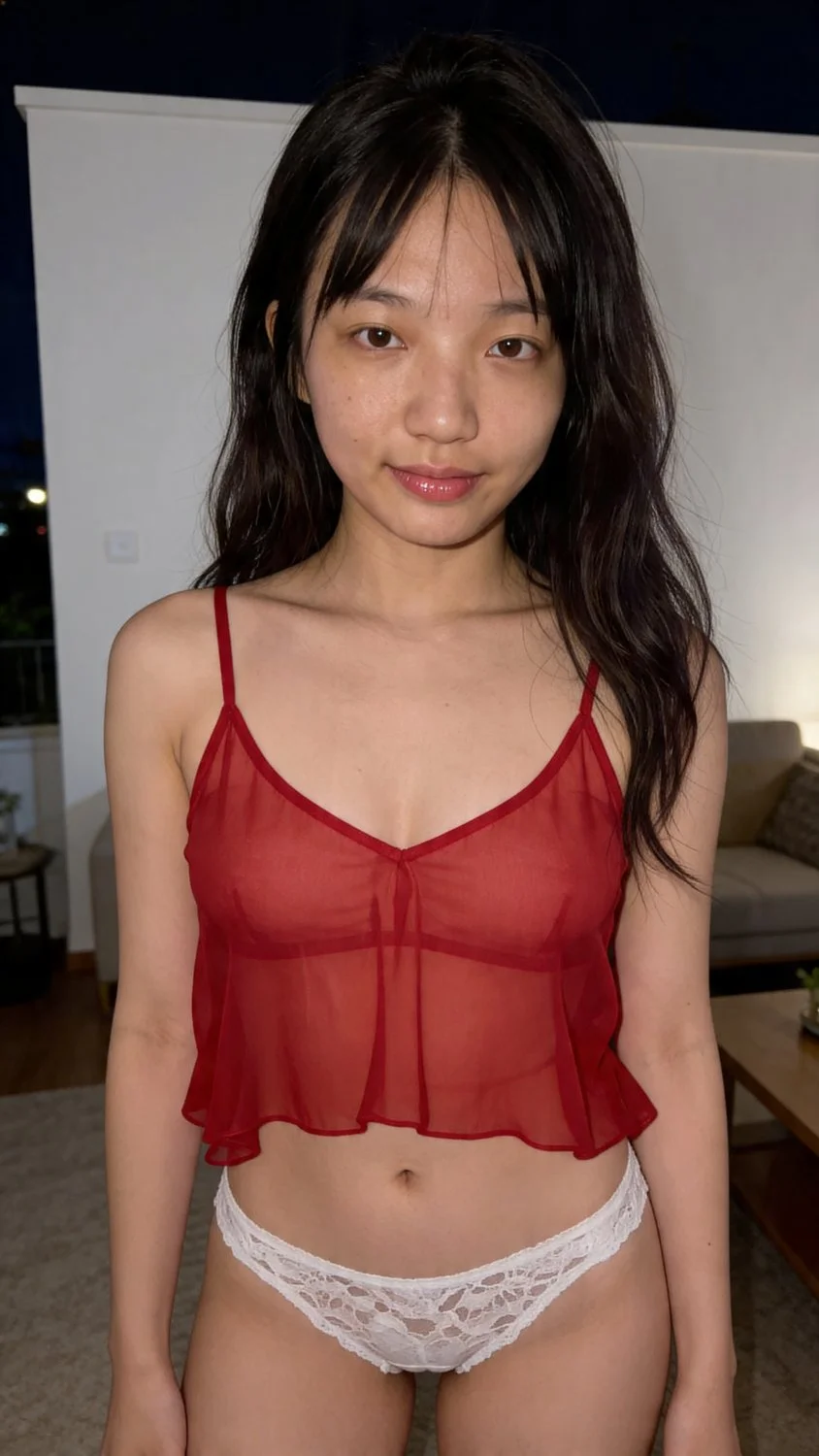 Luchi Wang ♥ | Asian Teen with Red lingerie image 2