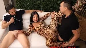 MILF Latina Hotwife in Leopard Print. Elizabeth Marquez in a cage. main image