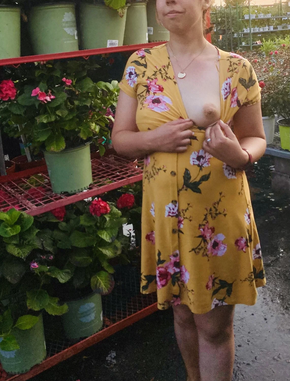 Slut wife public flashing at garden center parking lot blow job and fuck image 2