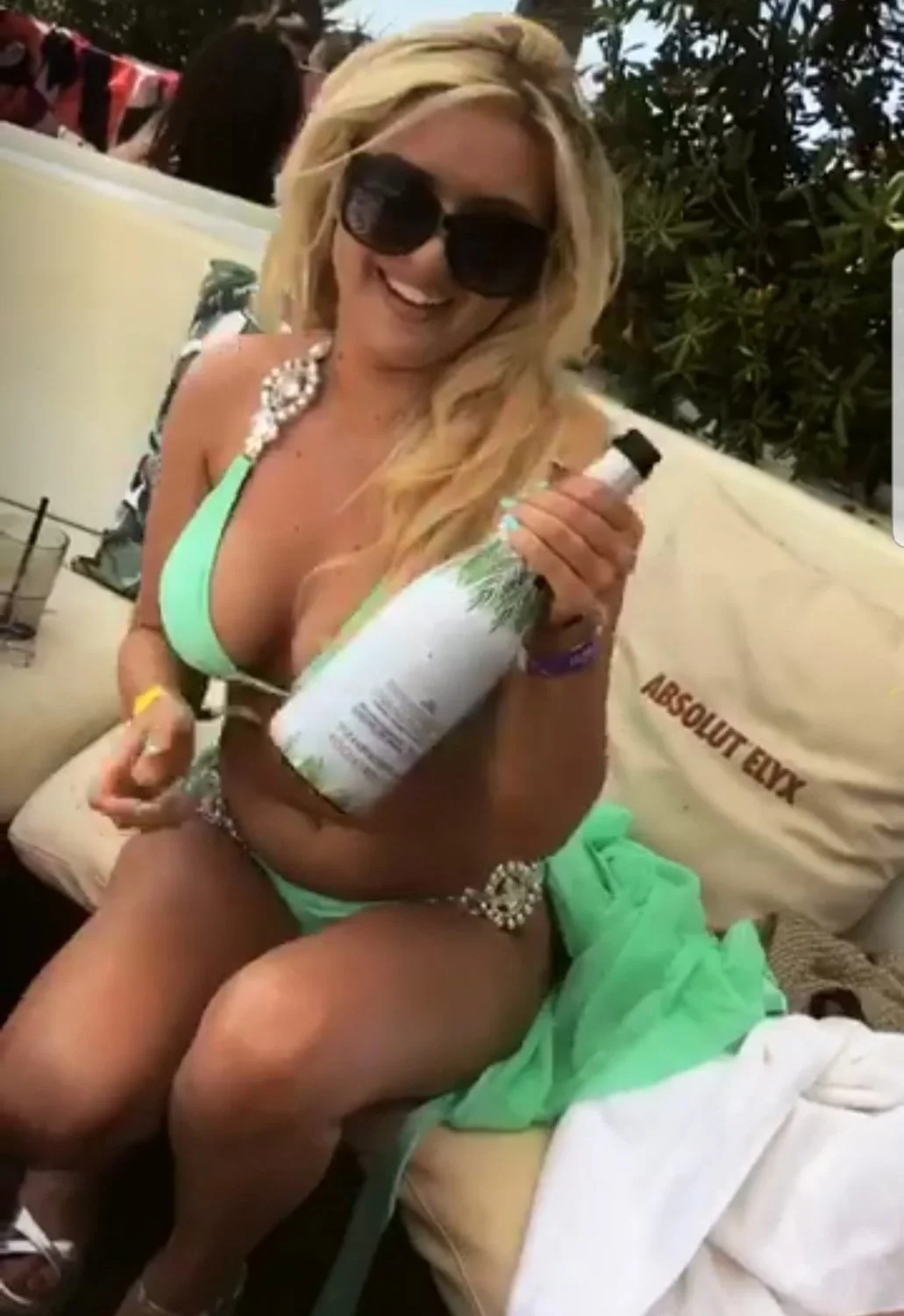 Blonde Scottish Chav Slut with her plastic tits image 11