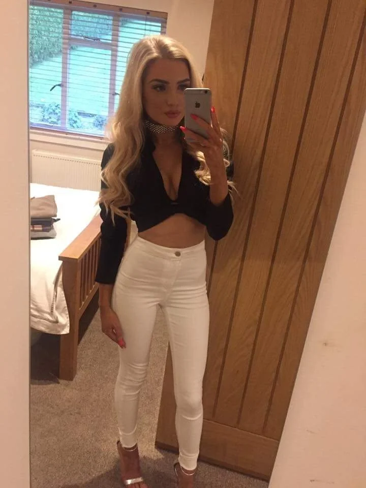 Blonde Scottish Chav Slut with her plastic tits image 22