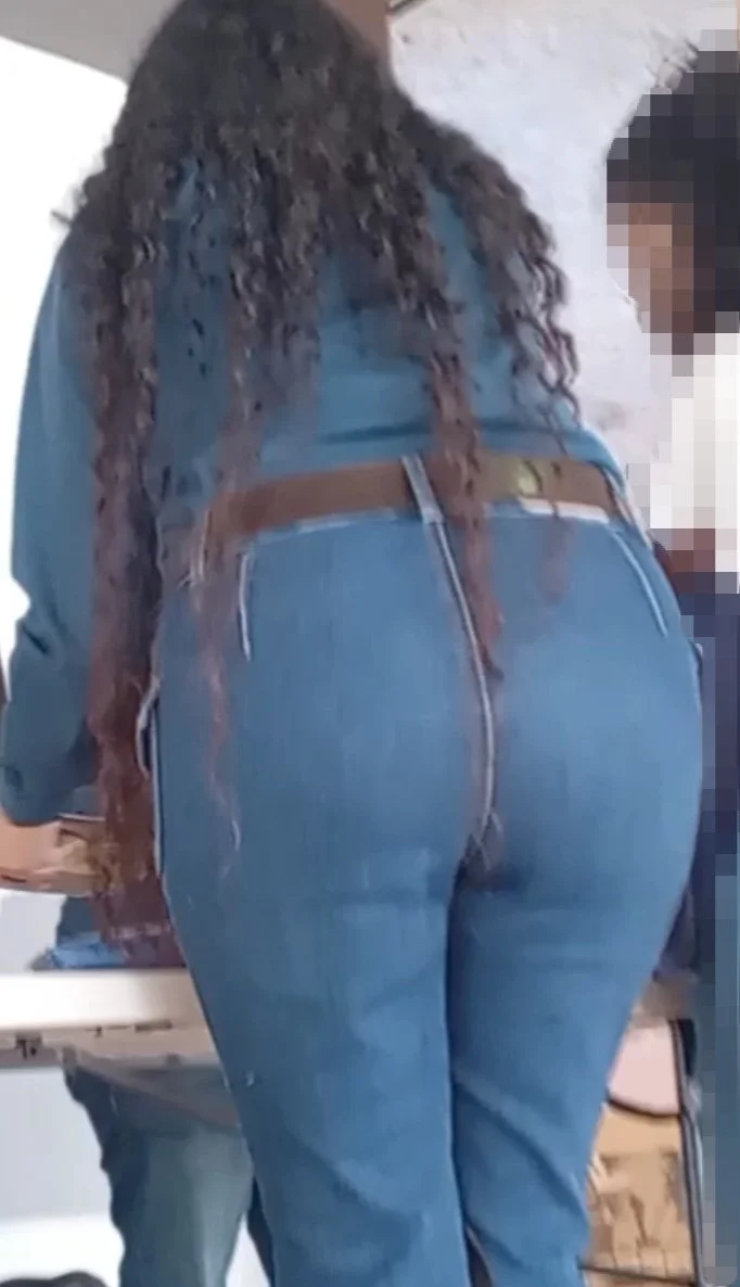 Sexy girl in jeans with perfect ass in public hot + fake nude ass image 11