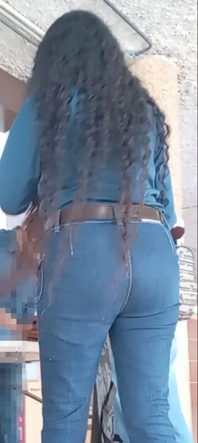 Sexy girl in jeans with perfect ass in public hot + fake nude ass image 12