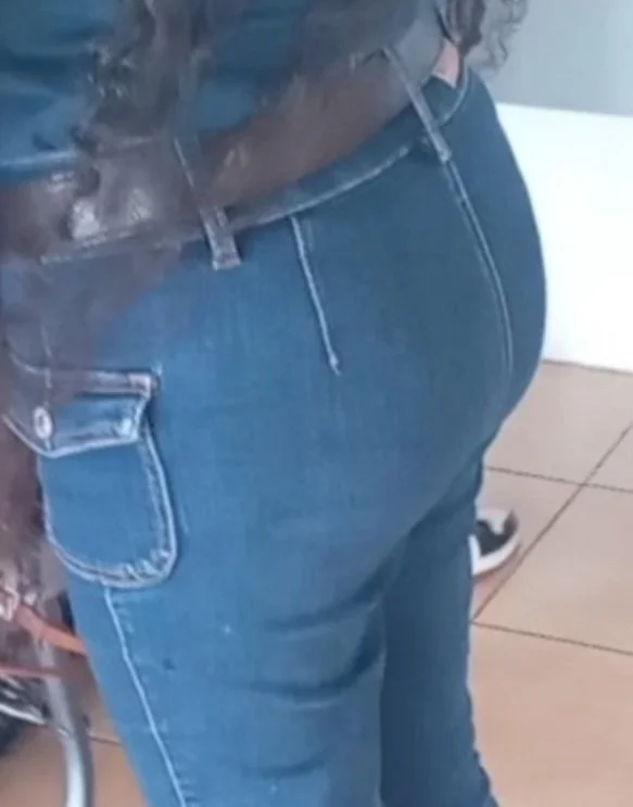 Sexy girl in jeans with perfect ass in public hot + fake nude ass image 2