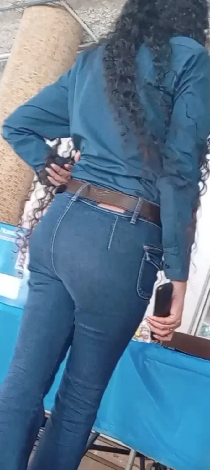 Sexy girl in jeans with perfect ass in public hot + fake nude ass image 21