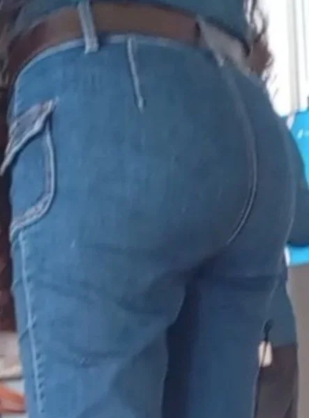Sexy girl in jeans with perfect ass in public hot + fake nude ass image 3