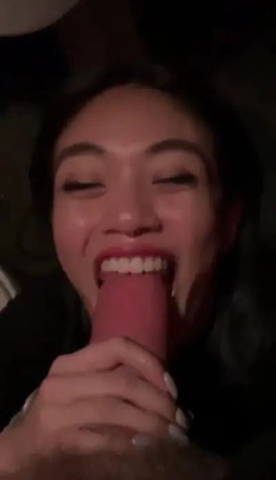 Brunette asian teen sucks big dick cover image