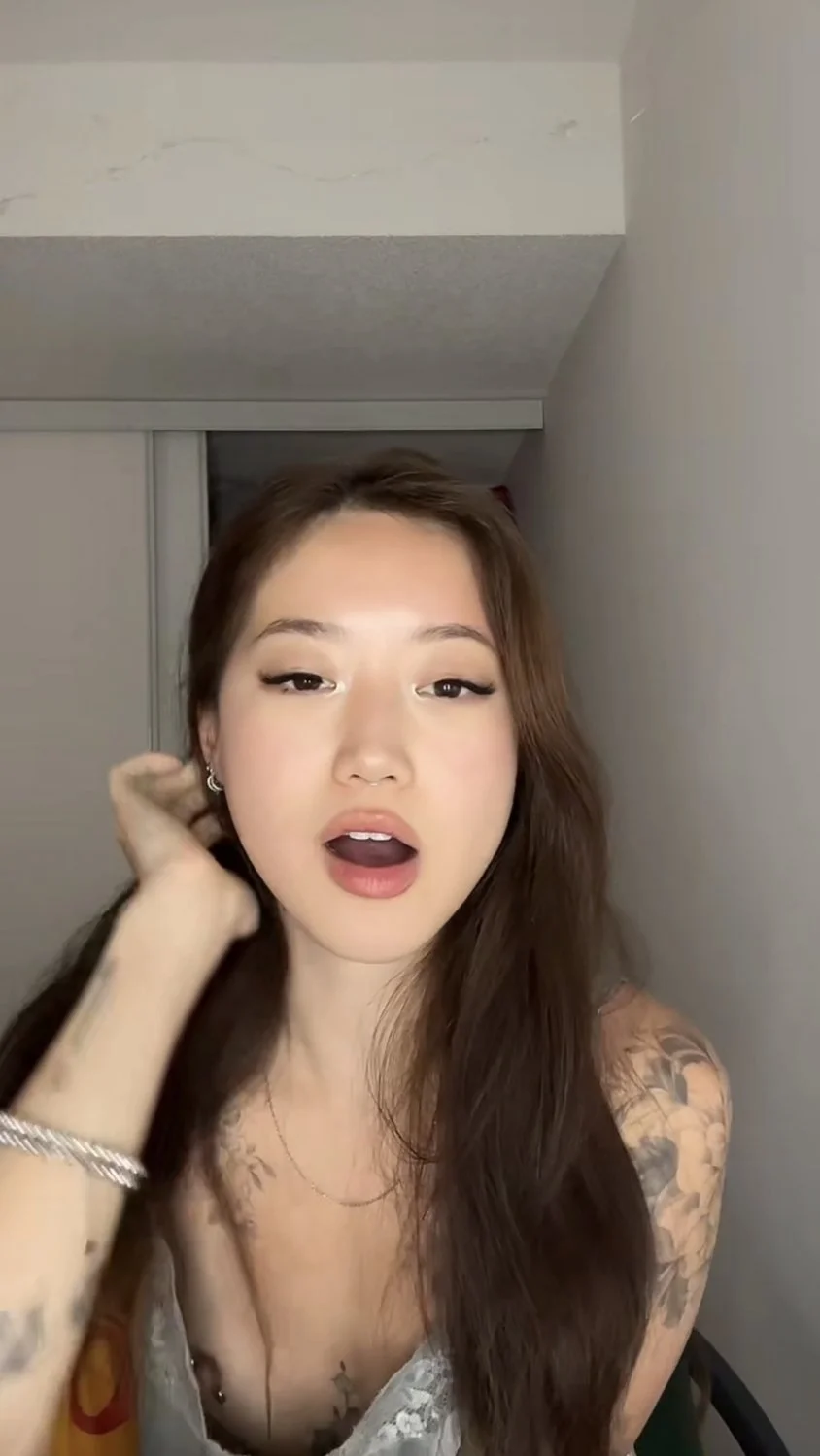 Tatted Asian Slut Kimmi Plays With Her Pussy image 16