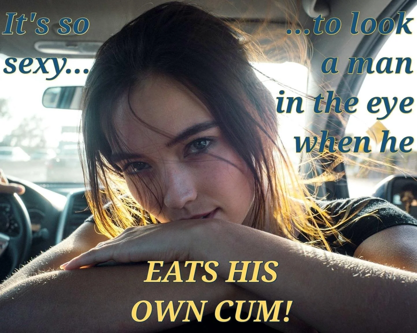 There are more and more sexy girls who love to see you eat cum - CEI Captions image 2