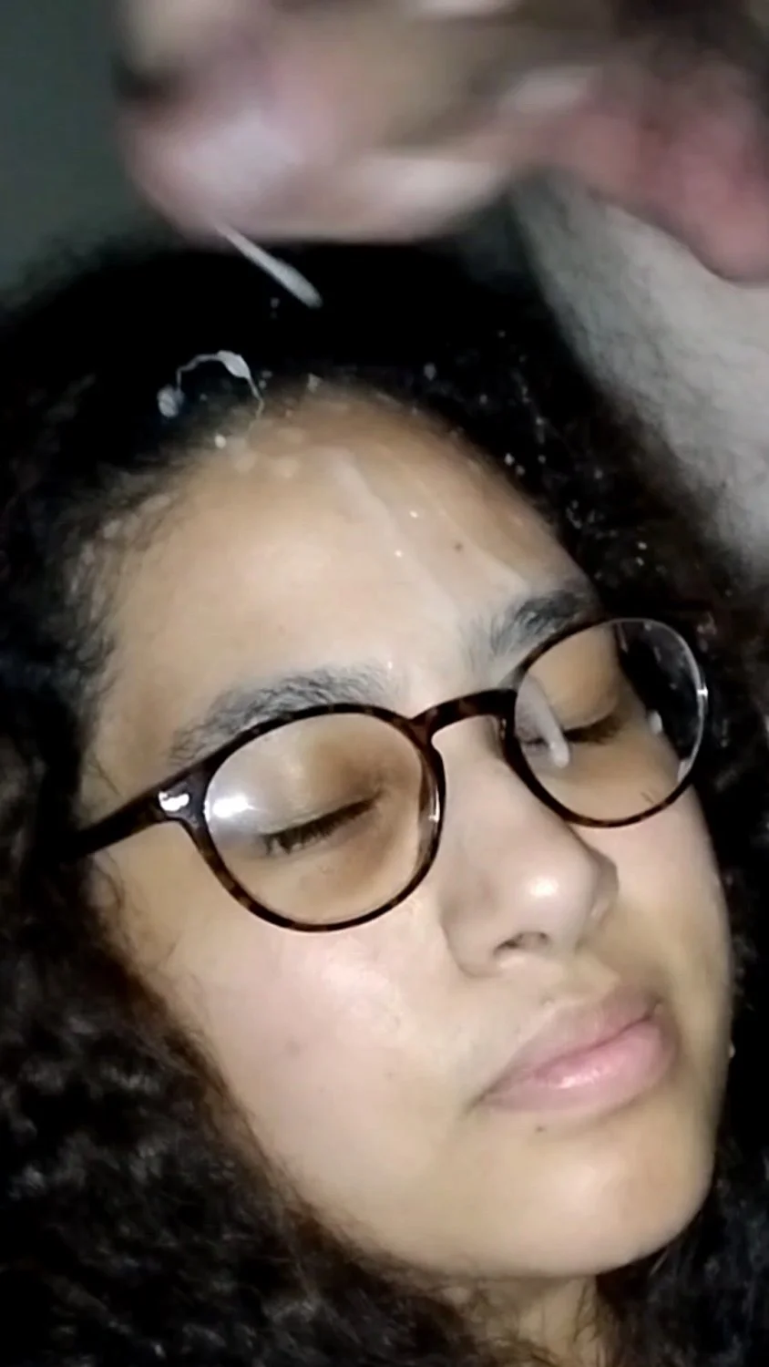 Facial pregnant mom drenched in cum all over hair and glasses massive balls emptied on afro latina image 5