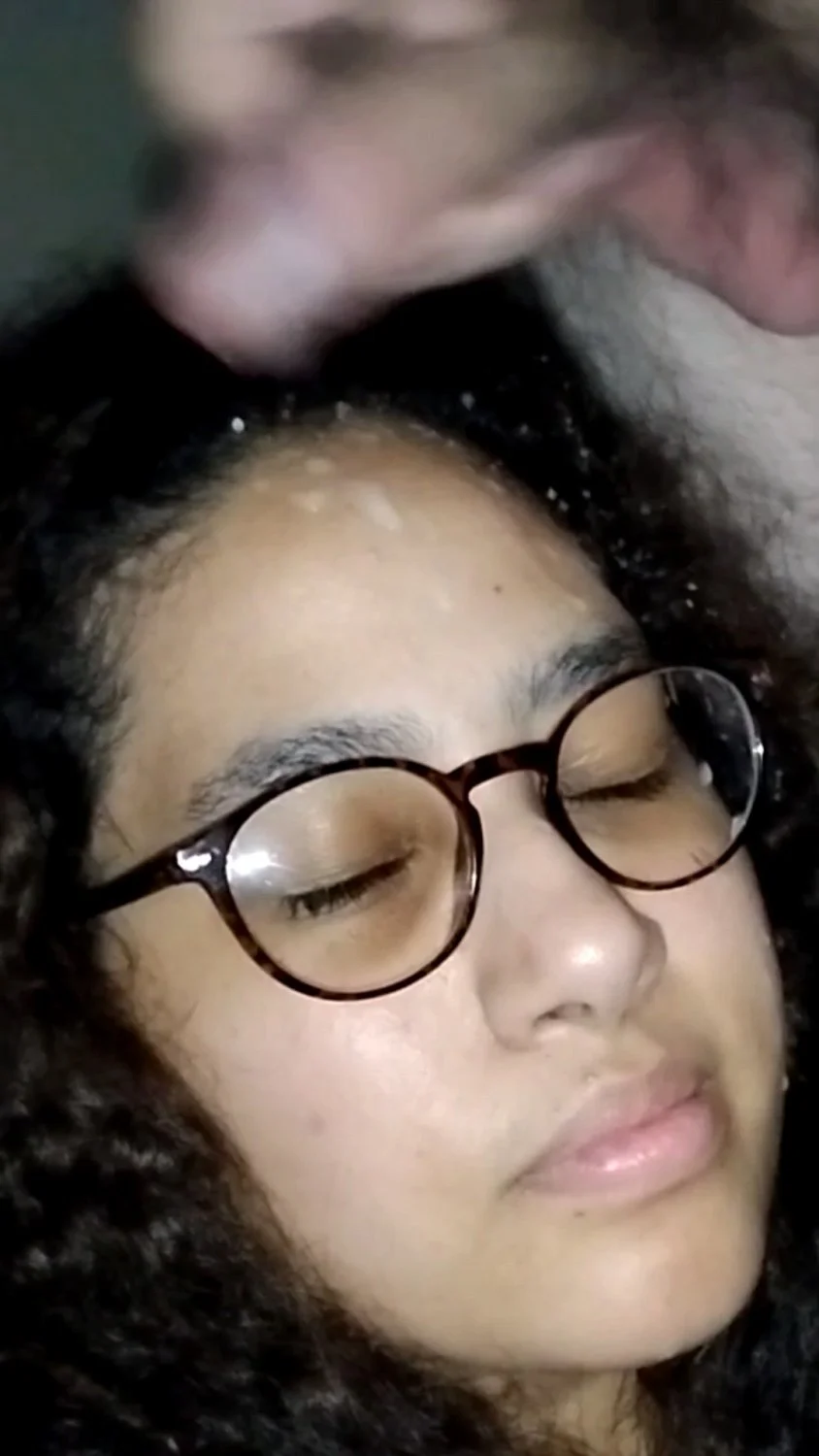 Facial pregnant mom drenched in cum all over hair and glasses massive balls emptied on afro latina image 6
