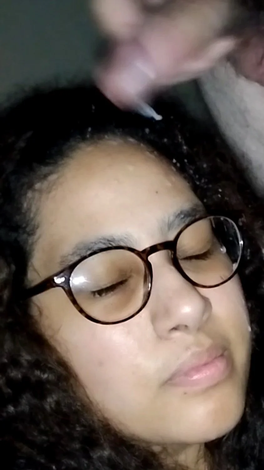 Facial pregnant mom drenched in cum all over hair and glasses massive balls emptied on afro latina image 8