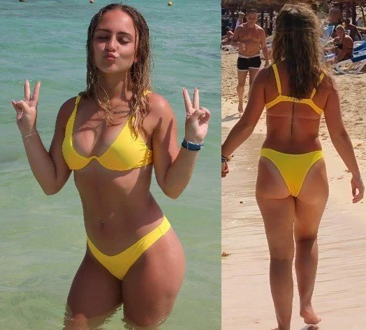 My PAWG petite cousin Krystal in a yellow bikini (Enhanced) image 17