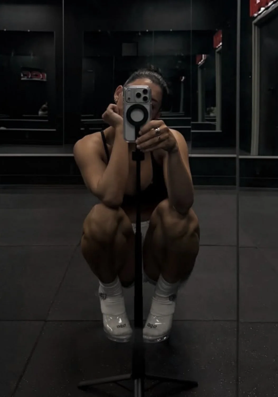 Dark haired tan tight body gym slut image 9