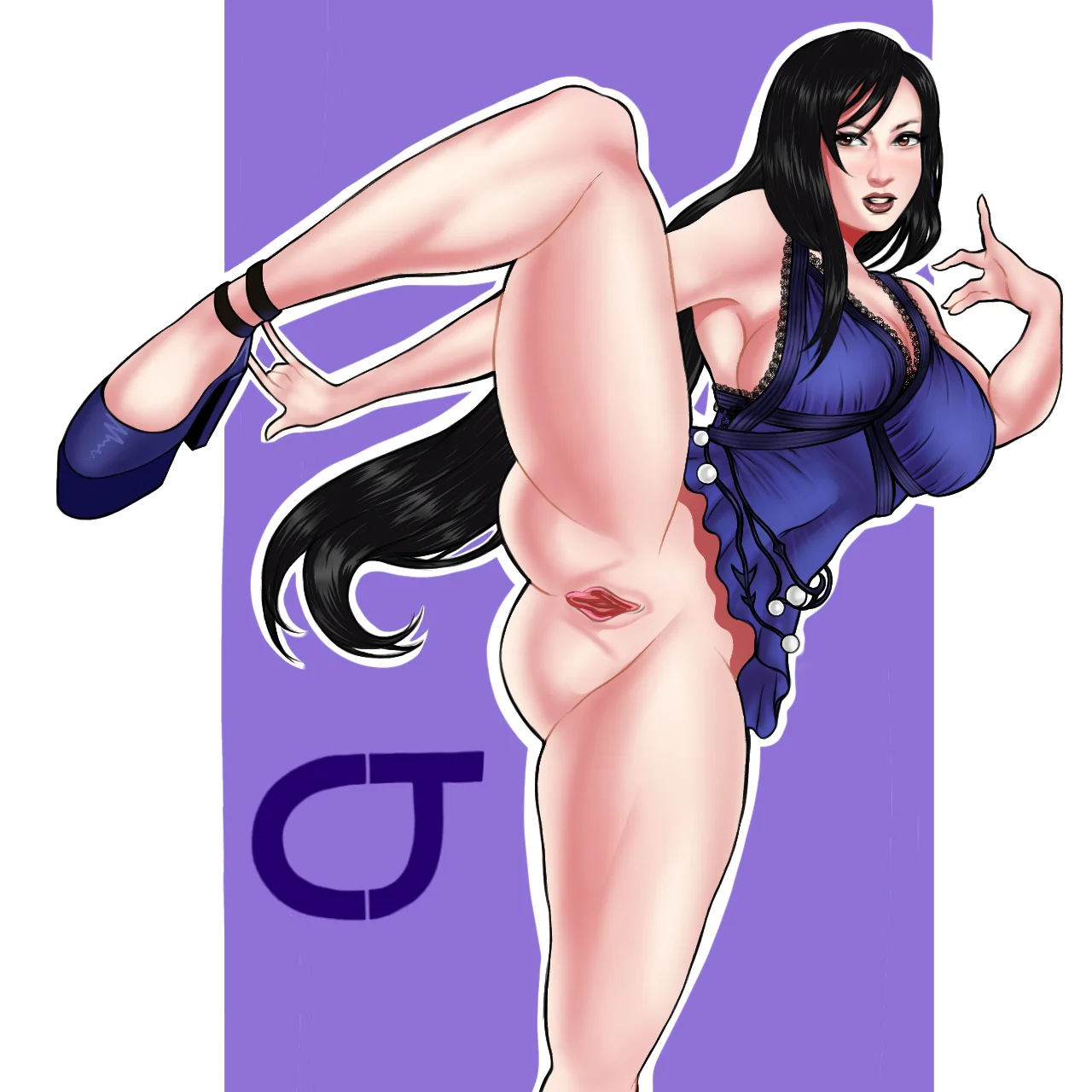 (Commissioned) Tifa High Kicking No Panties ❤️ by Me (CapitalJ) image 4