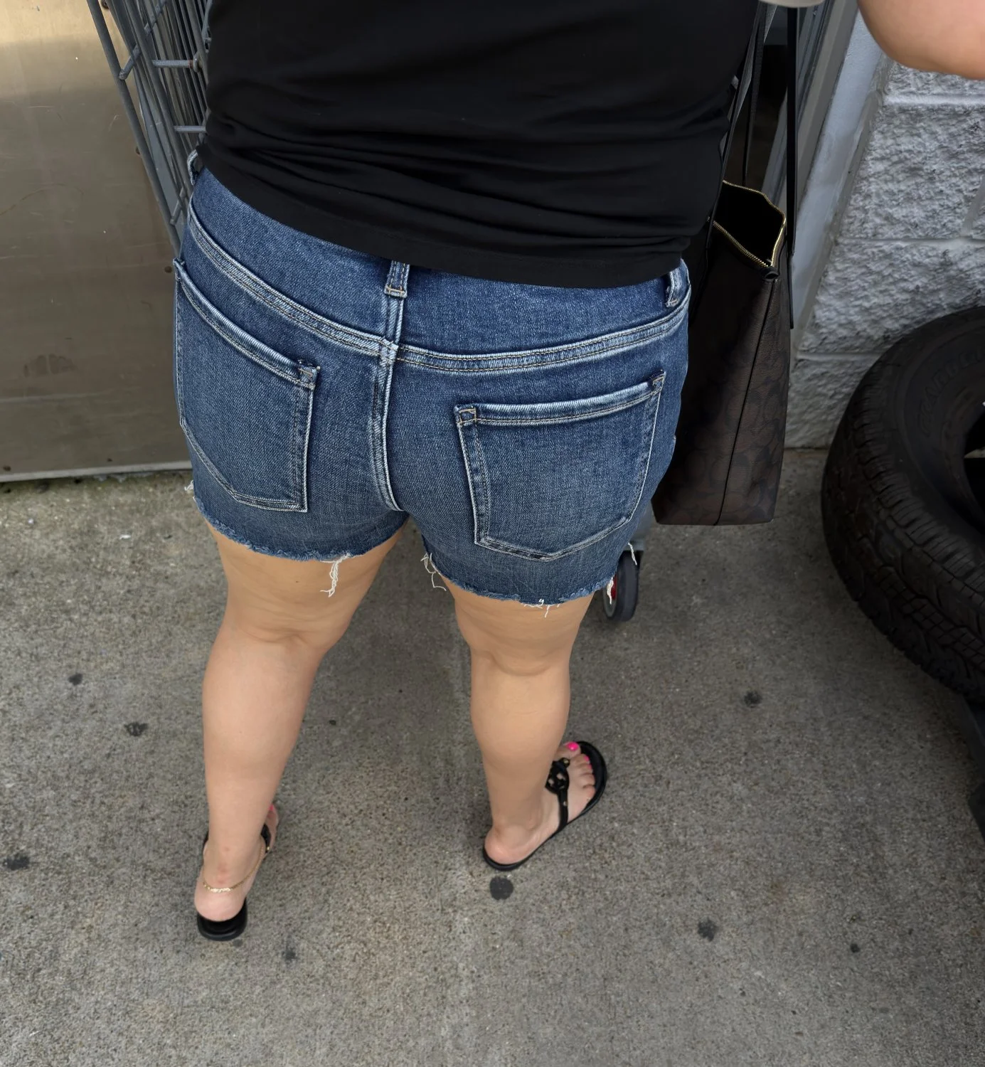 New pics of college MILF teacher feet in sandals and ass in shorts image 10
