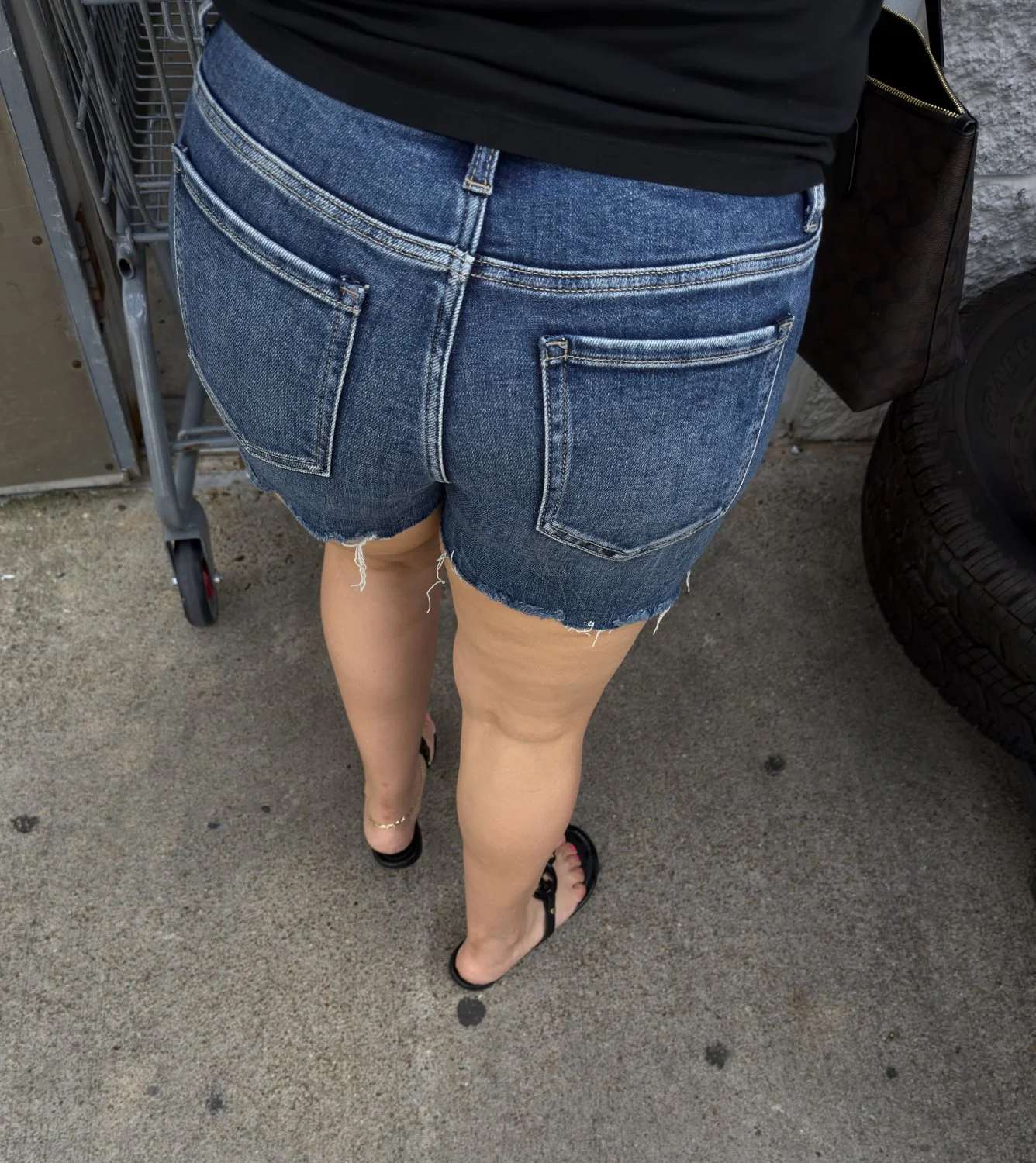 New pics of college MILF teacher feet in sandals and ass in shorts image 13