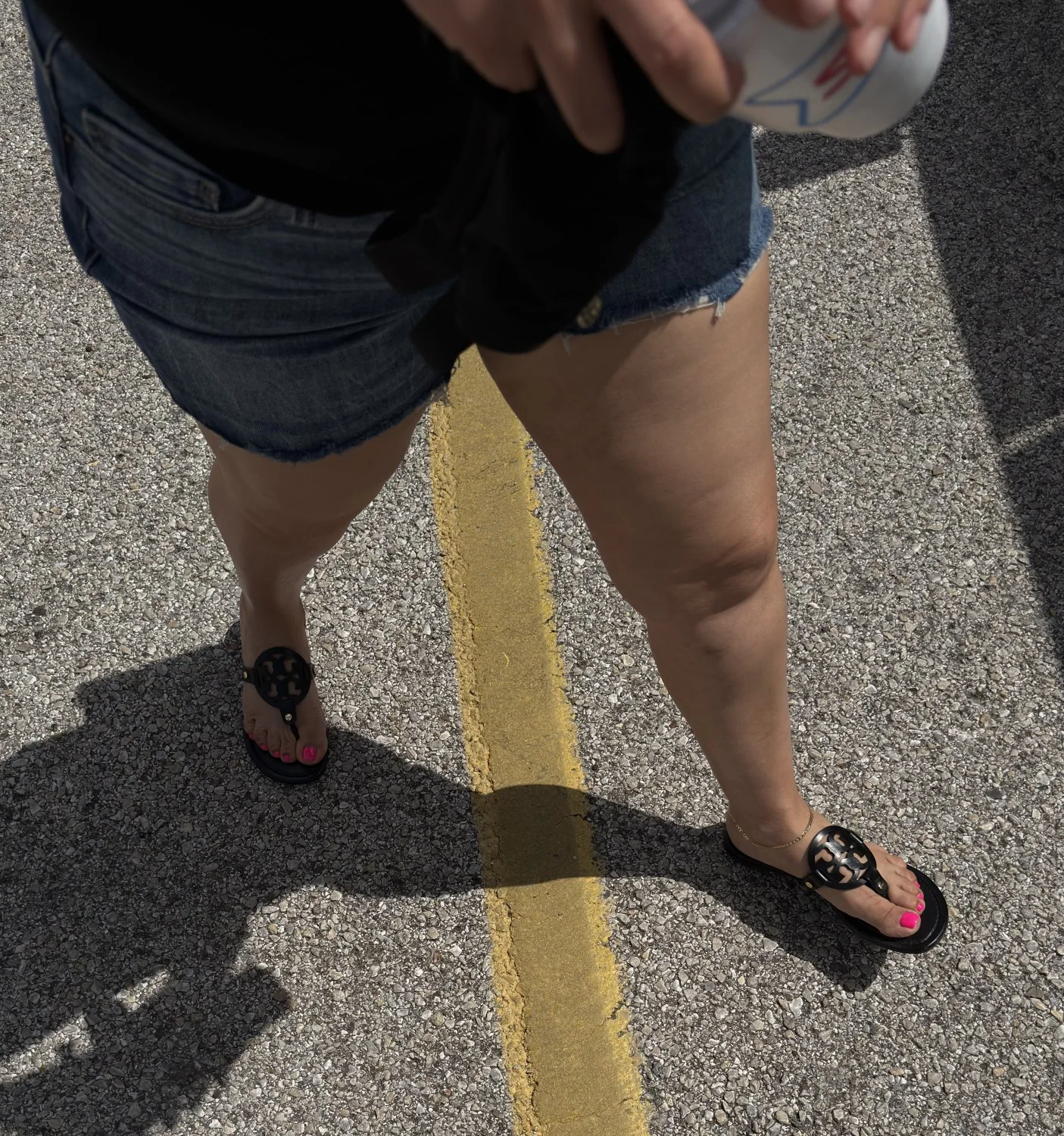 New pics of college MILF teacher feet in sandals and ass in shorts image 9