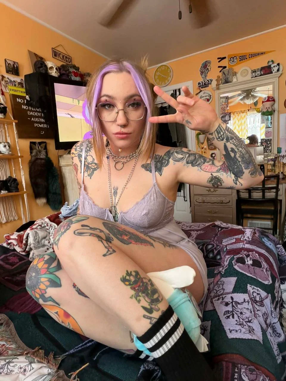 Goth Slut Emily covered in tattoos image 24