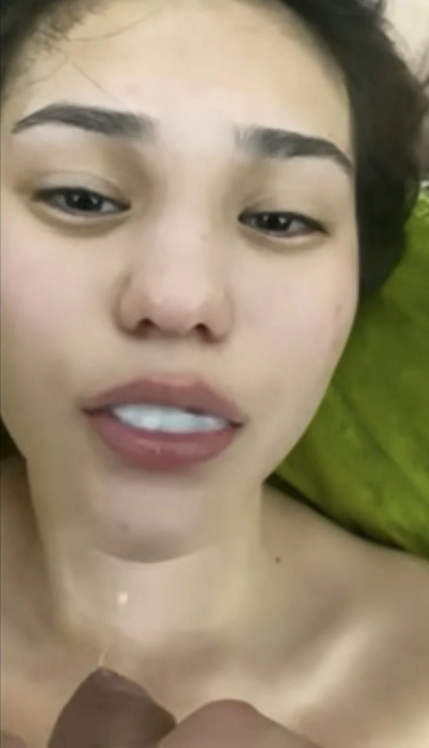Asian deep throat teen with a thick cock and a thick load at the end. image 10