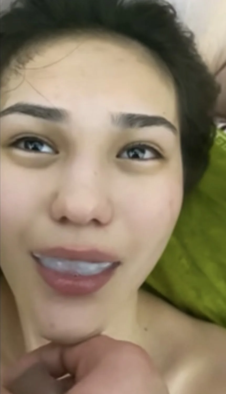 Asian deep throat teen with a thick cock and a thick load at the end. image 6
