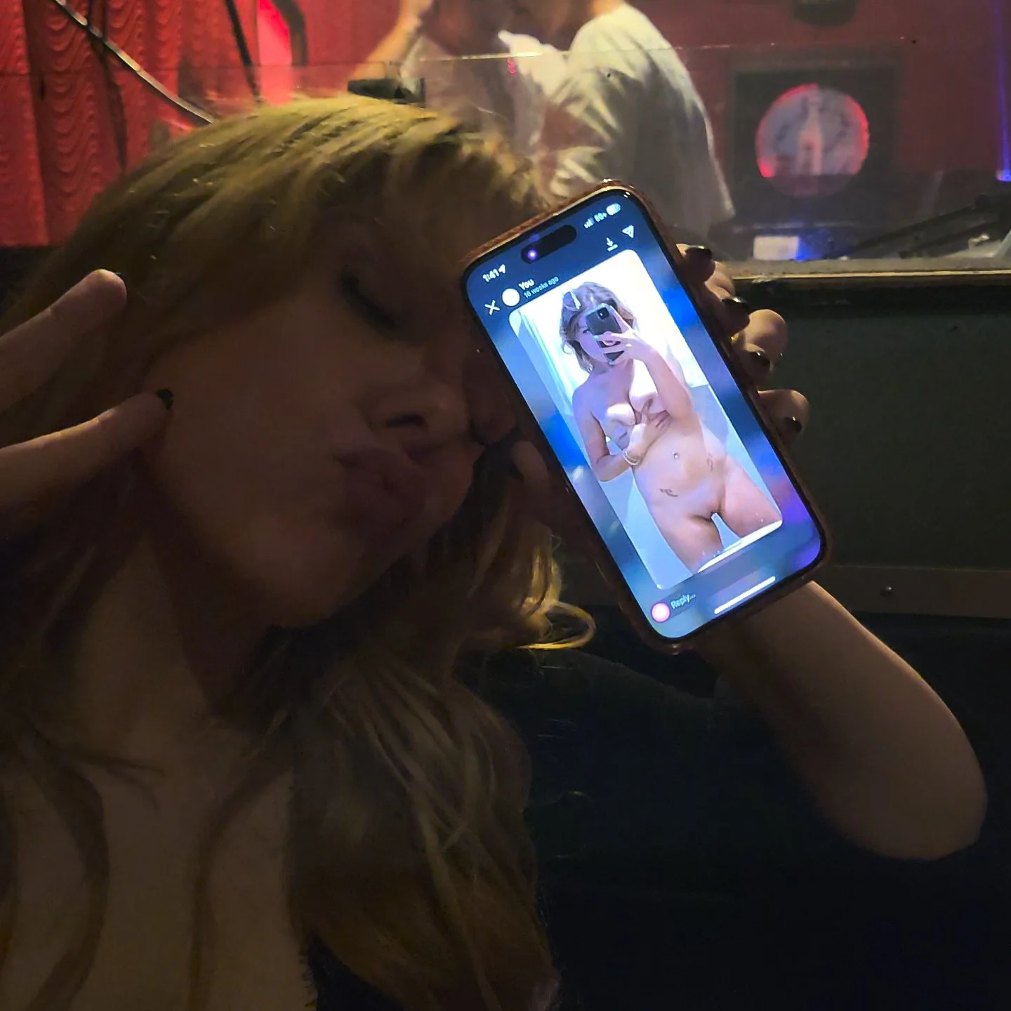 Blonde gf public flash image 15
