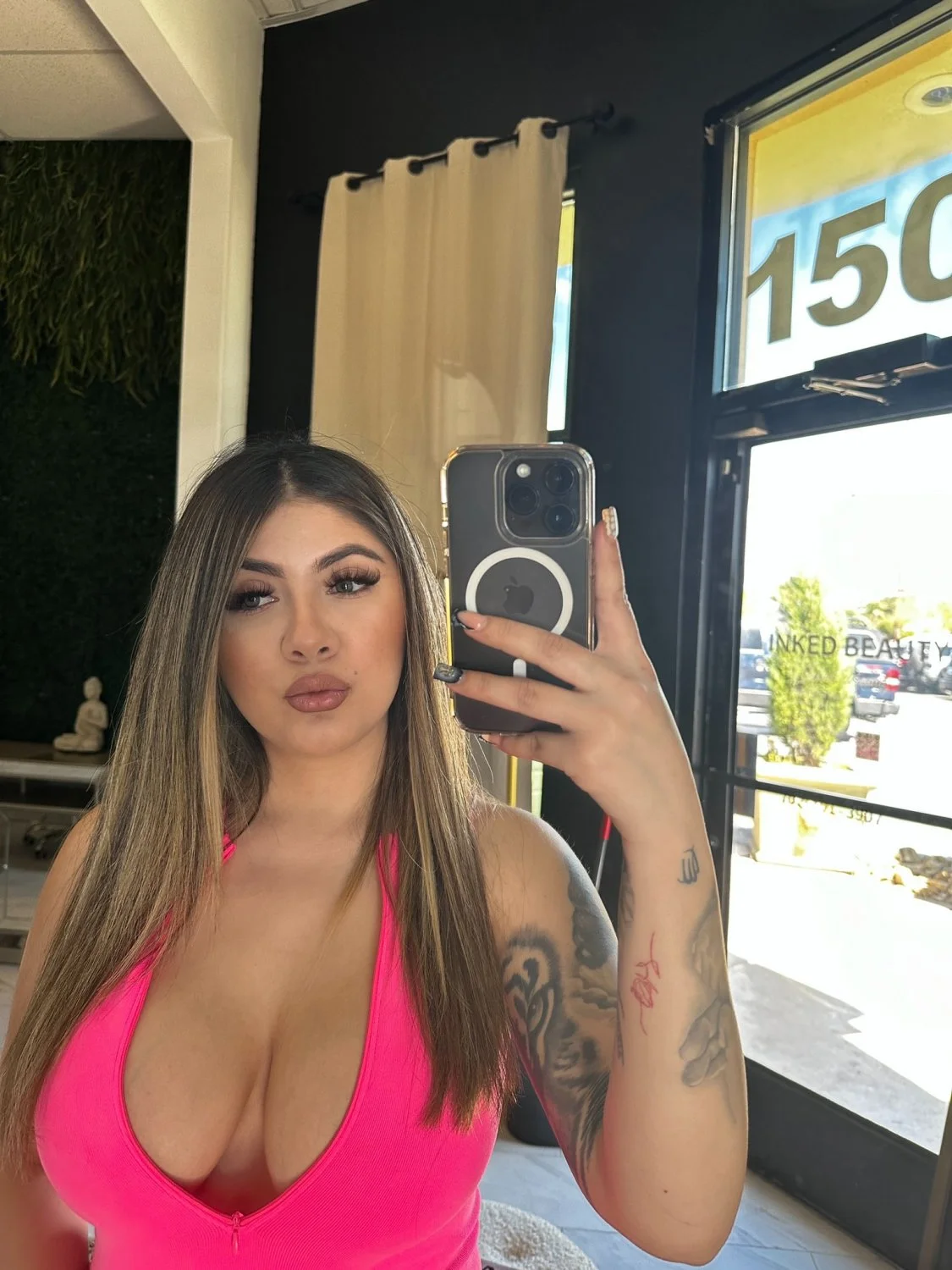 Fine Lil Latina Slut Tits Out in Pink Top to be Gawked at. main image