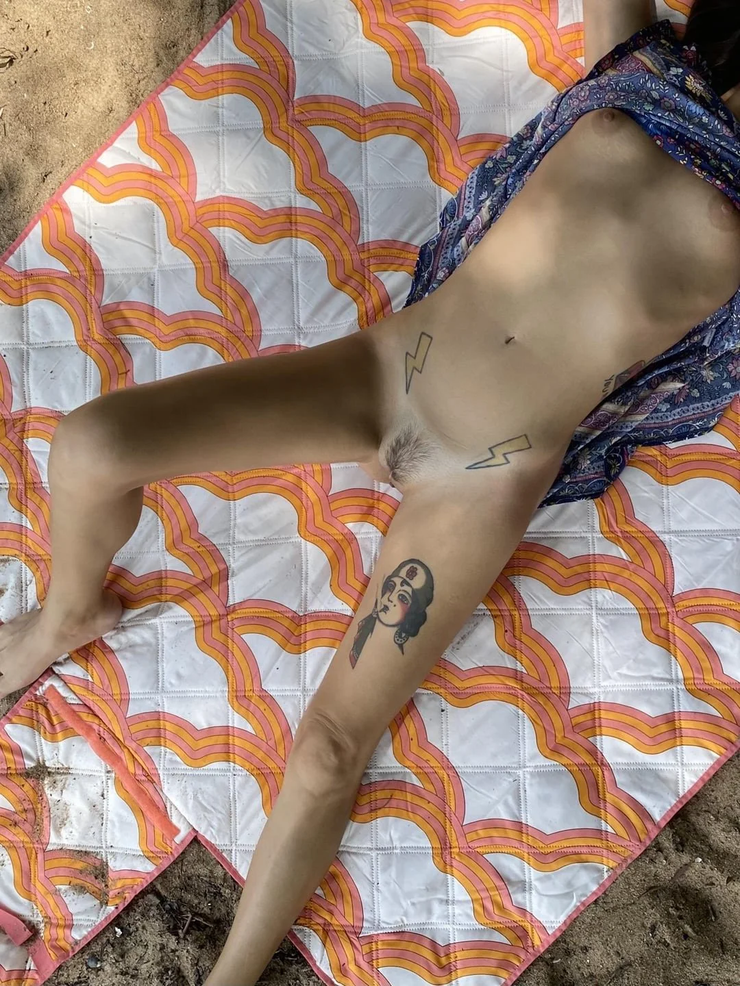 Slim tattoo chick with phat pussy, beautiful pussy mound, great tits and mini bush image 22
