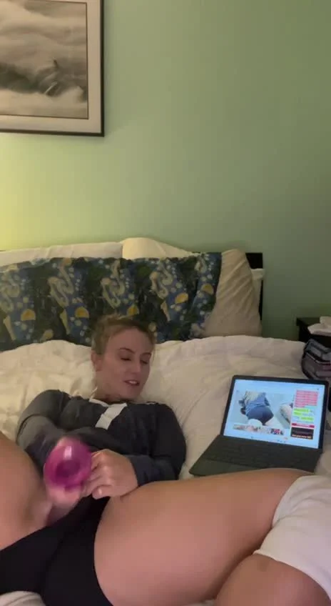 College Volleyball slut fucks herself with a dildo image 4