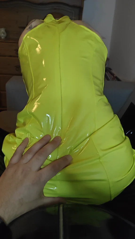 Sexy GF in neon PVC image 12