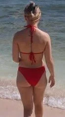 My petite cousin in different colored bikinis image 6